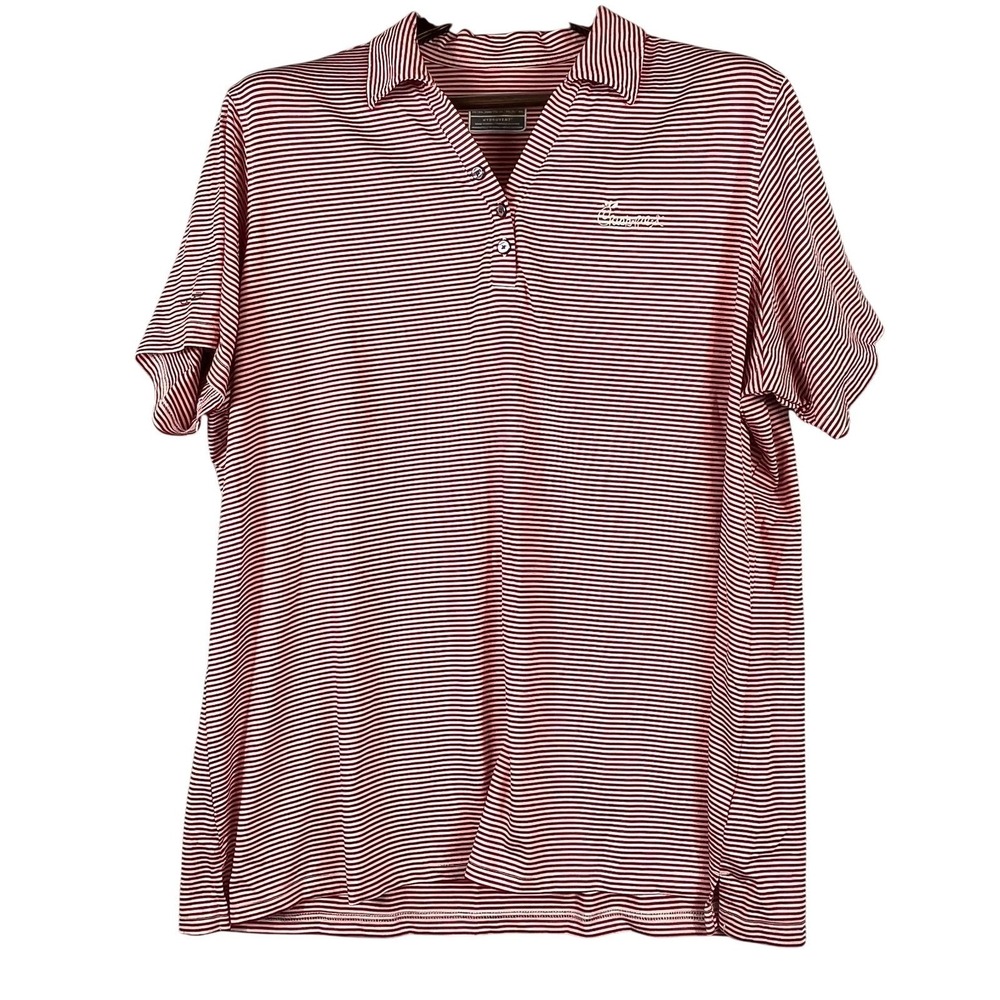 Oobe Mens 2XL Hydrovent Polo Red White Striped Golf Chick Fil A Logo Golf Shirt